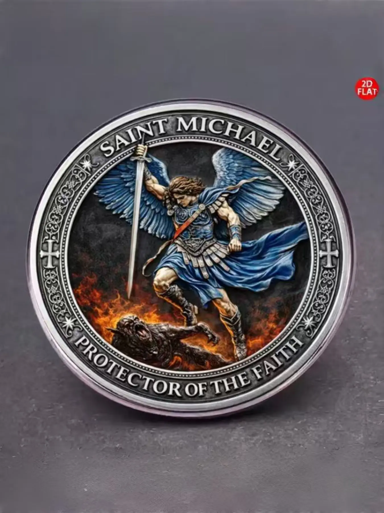 2D St Michael Pin Brooch, Boho Style, Perfect for Daily Wear, Parties, Birthdays, Gifts, All Seasons Accessory.