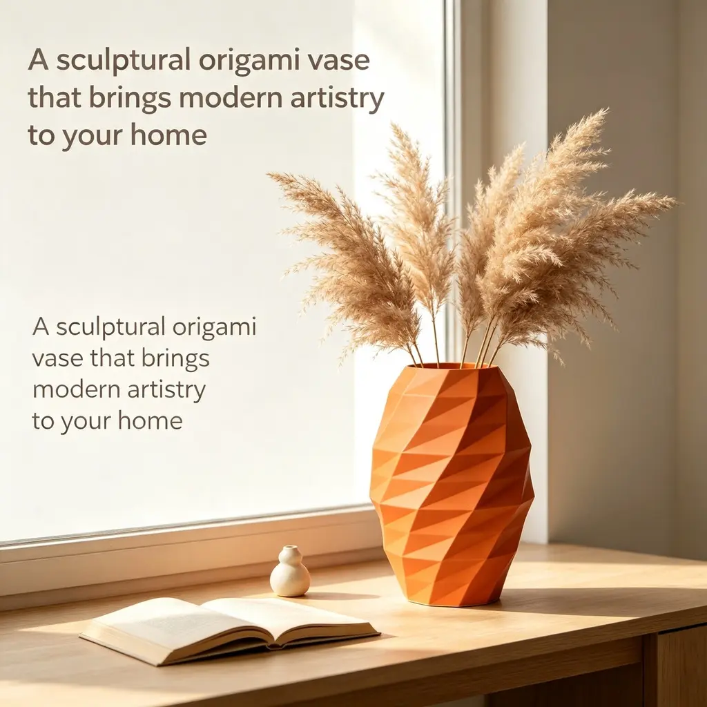 3D Printed Origami Vase Minimalist Spiral