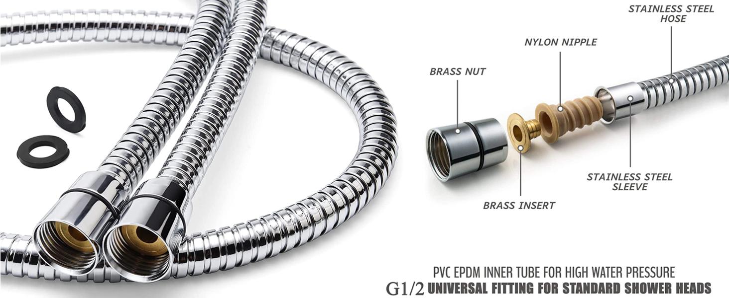 rain shower head with handheld spray,10''High Pressure Rainfall Shower Head / 3 Setting Handheld Shower head Combo with 11'' Extension Arm and 78" Extra Long Hose/Square Rain shower head(Chrome)