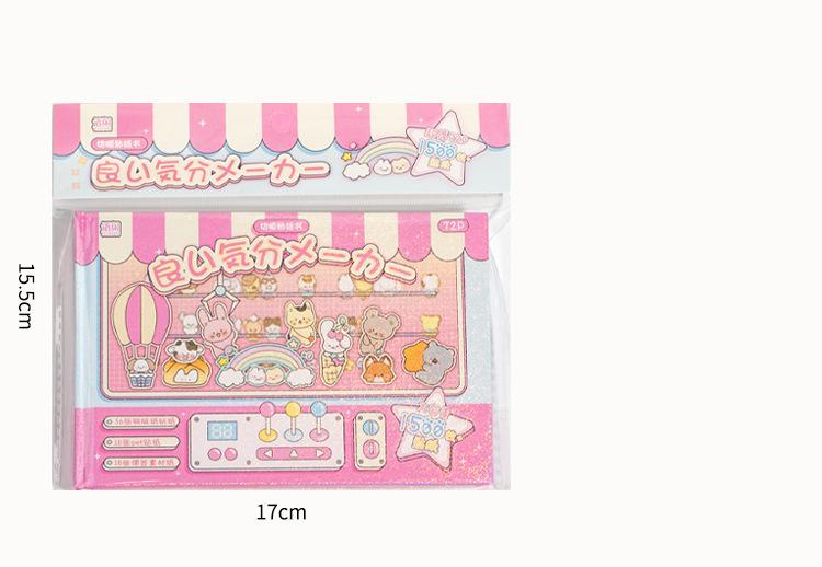 Kawaii Stickers 72sheets/pack Cute cartoon style Mixed materials Multipurpose scrapbook DIY decorative collage