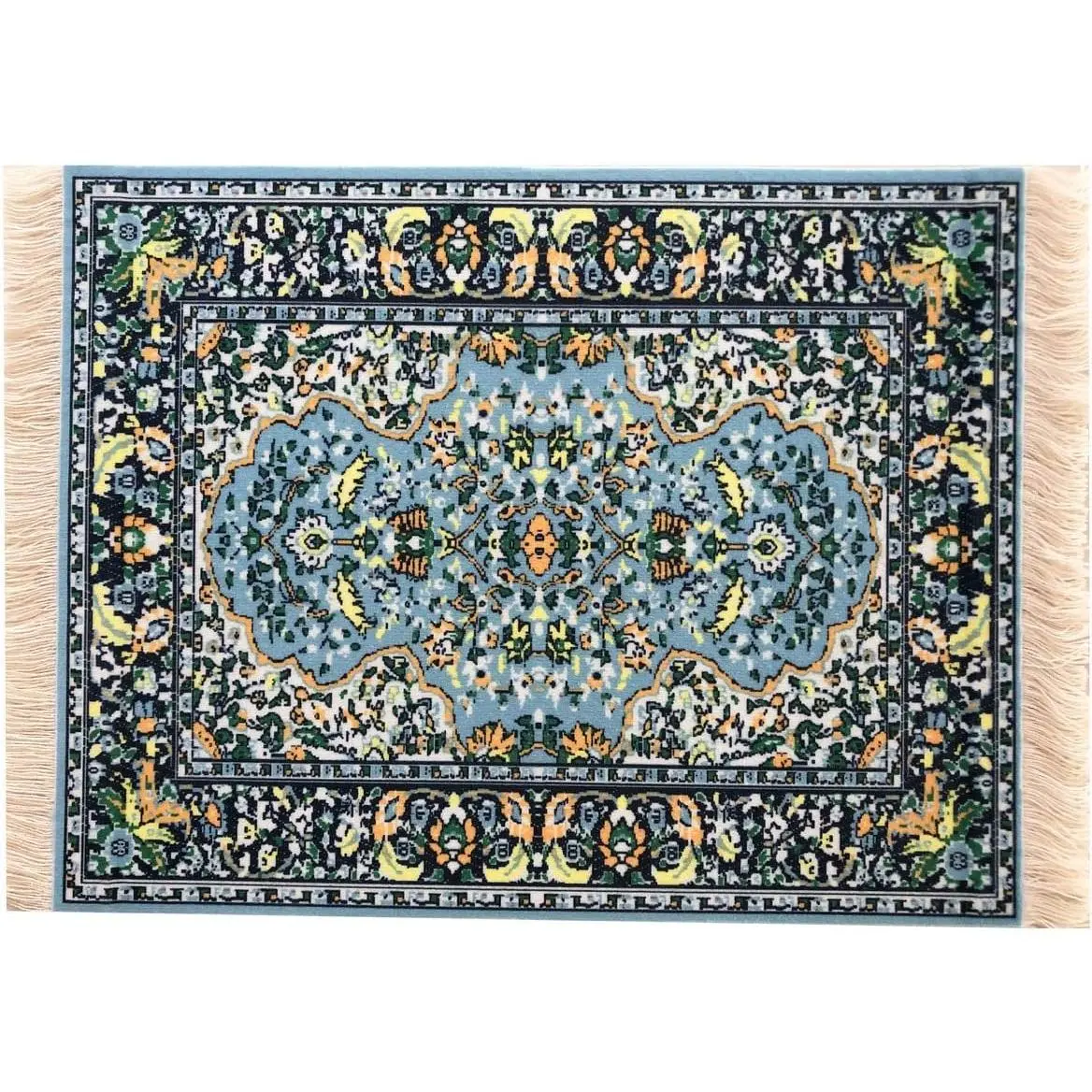 Mini Carpet  Pad – Oriental Rug Style Mousepad with Fringe, Non-Slip Rubber Base, Decorative Aesthetic Desk Accessory for Office &  | Inusitus