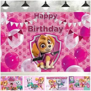 Animation PAW Patrol Theme Baby Birthday Backdrop Cartoon Puppy Dog Background Party Decor Kid Shower Photo Photographic Props