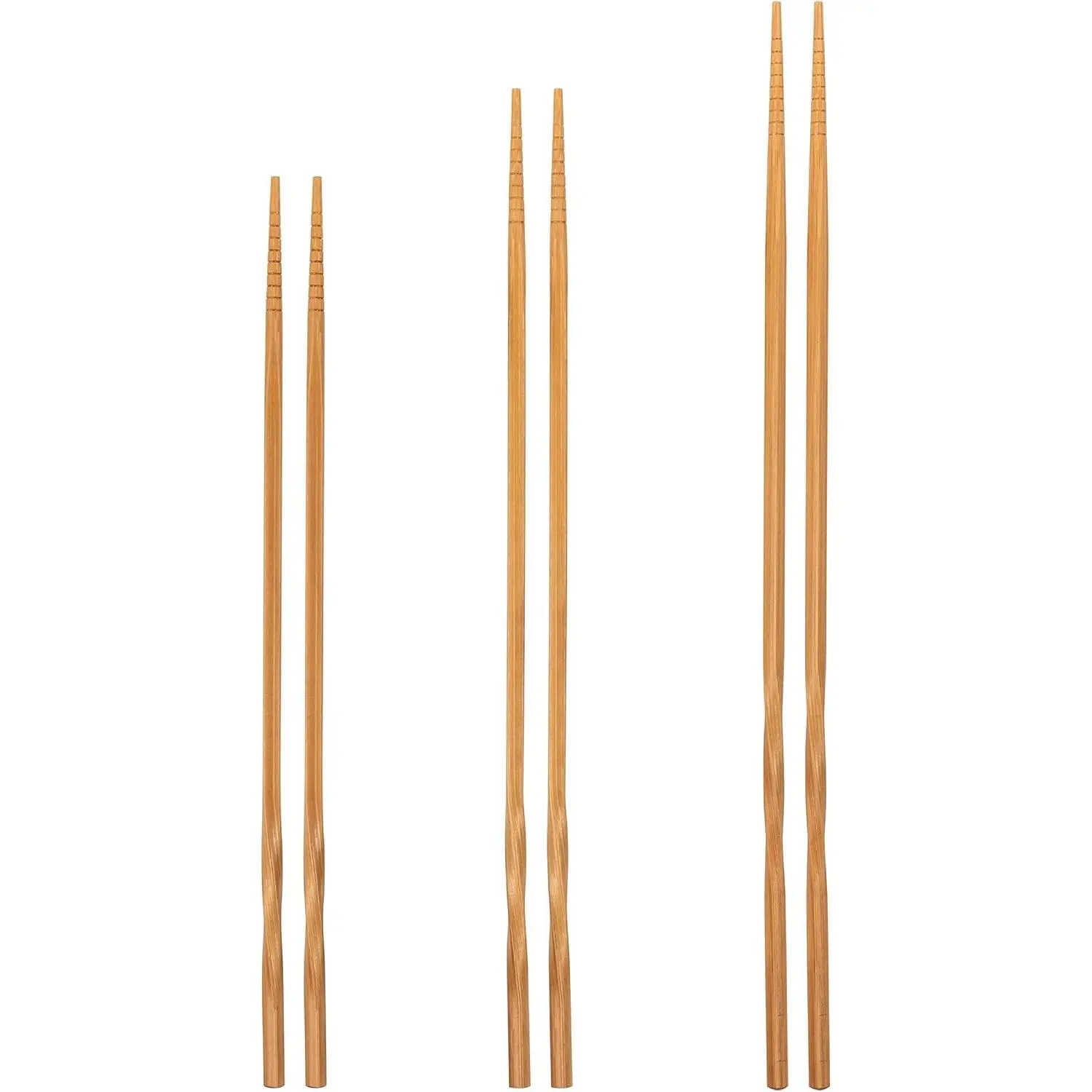 Wooden Long Cooking Chopsticks Set of 3 pairs: 11.8 inch, 13-inch, 14.2 inch Brown Long Wok Wooden Chopsticks  | 11.8 inch, 13-inch, 14.2 inch Brown Long Wok Wooden Chopsticks