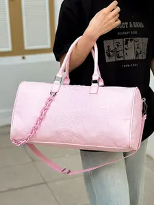 Fashion Crocodile Pattern Travel Bag, Chain Fitness Bag, Waterproof Duffel Vacation Bag, Soft PU Leather Beach Bag, Ideal for Holiday, Travel, Gym