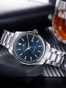 New Business Men's Watch, Student Watch, Waterproof, Stylish Steel Band, Calendar, Casual Business Wristwatch, Durable Analog Round Face