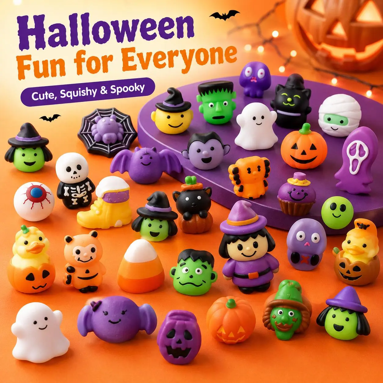 30/60/90PCS Halloween Mochi Squishies, Mini Spooky Party Favors, Non-Candy Trick-or-Treat Bag Fillers, Classroom Prizes, Goodie Bag Stuffers & Halloween Gifts