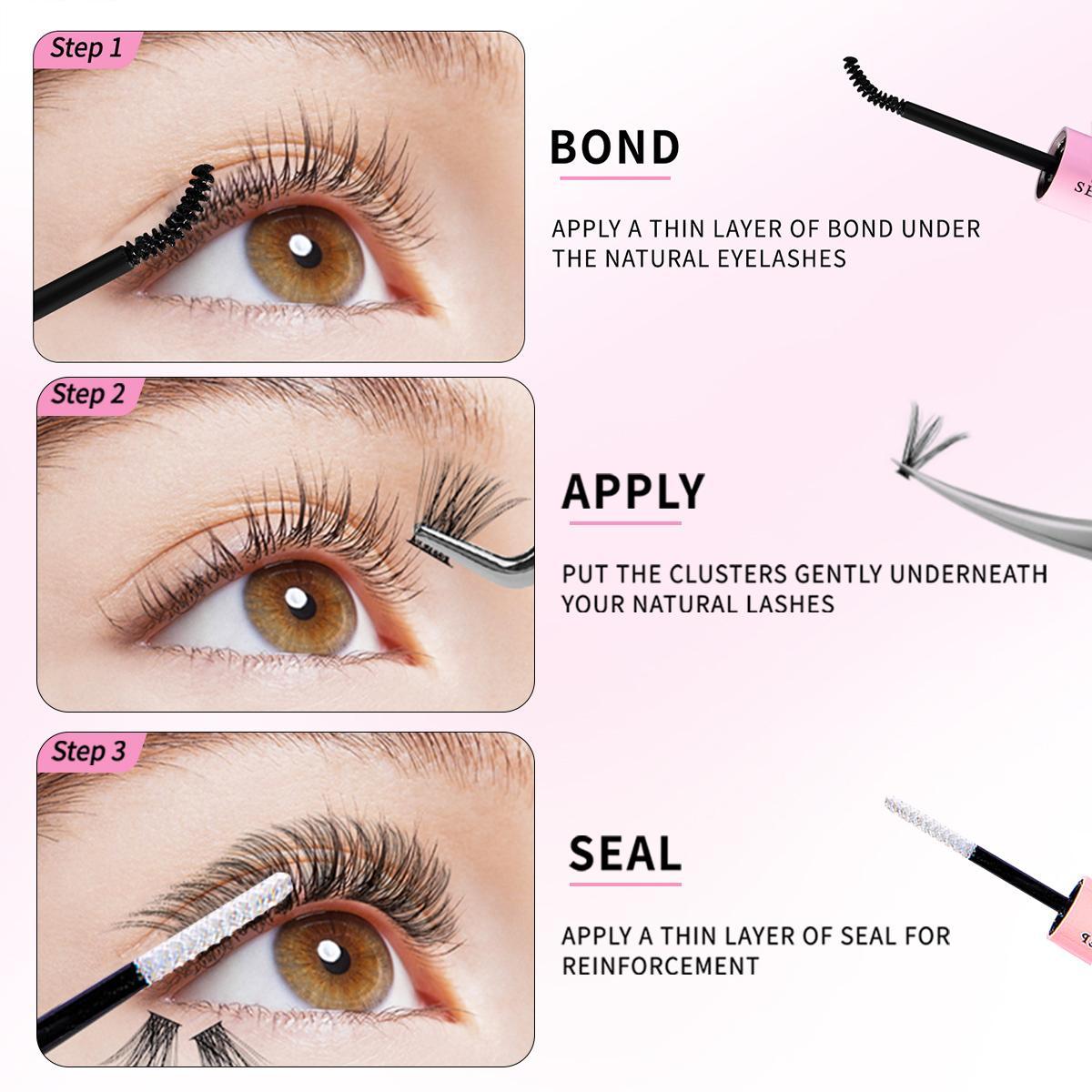 Mixed Styles Individual Eyelash Clusters False Eyelashes, DIY Eyelash Extensions, 1 Set Including 400pcs/box Natural Curl Eyelashes & Glue & Remover & Tweezers, Eye Makeup Enhancement False Eyelashes for Women & Girls, Fall Gift, Christmas Gift