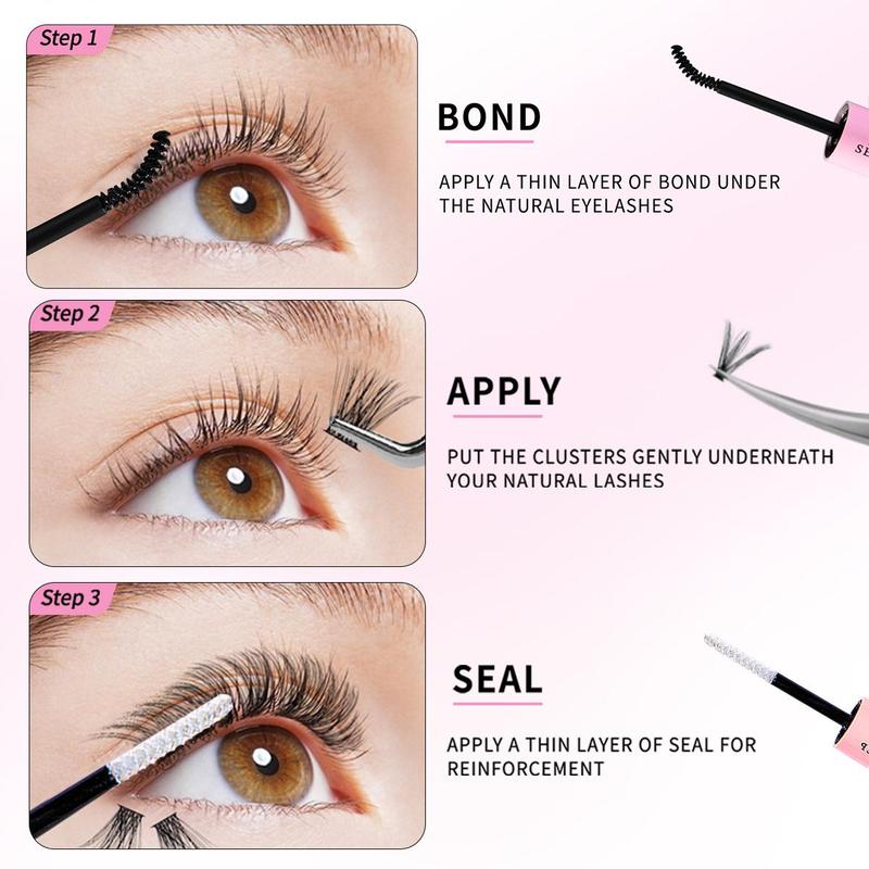 Mixed Styles Individual Eyelash Clusters False Eyelashes, DIY Eyelash Extensions, 1 Set Including 400pcs/box Natural Curl Eyelashes & Glue & Remover & Tweezers, Eye Makeup Enhancement False Eyelashes for Women & Girls, Fall Gift, Christmas Gift