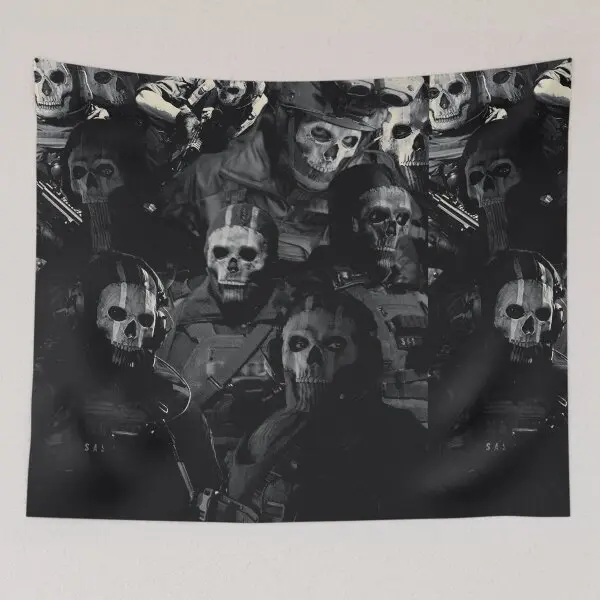 Gothic Skull Halloween Tapestry – Realistic Grim Reaper Wall Hanging, Spooky Season Skeleton Banner for Gothic Room Decor, Scary Bedroom Aesthetic (3x5 ft)