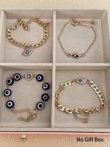 Evil Eye Design Bracelet Set, Fashion Jewelry for Party, Daily Clothing Decor, Trendy All-match & Exquisite Jewelry for Birthday Gift, Trendy Stack Bangle, Bangles Set, Stacking Bangles, Bracelets Jewelry, Fashionable Bracelet Style