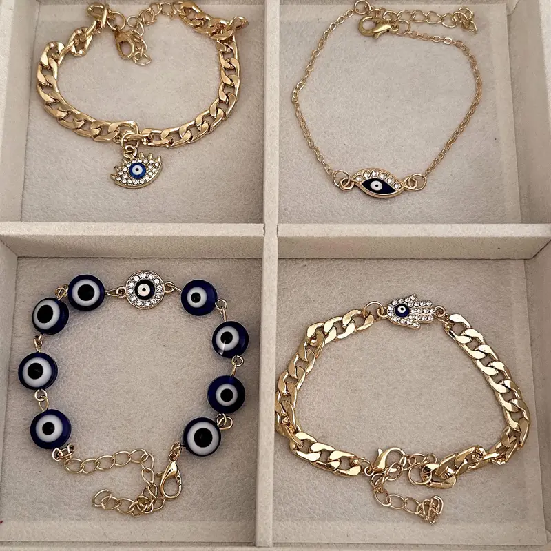 Evil Eye Design Bracelet Set, Fashion Jewelry for Party, Daily Clothing Decor, Trendy All-match & Exquisite Jewelry for Birthday Gift, Trendy Stack Bangle, Bangles Set, Stacking Bangles, Bracelets Jewelry, Fashionable Bracelet Style