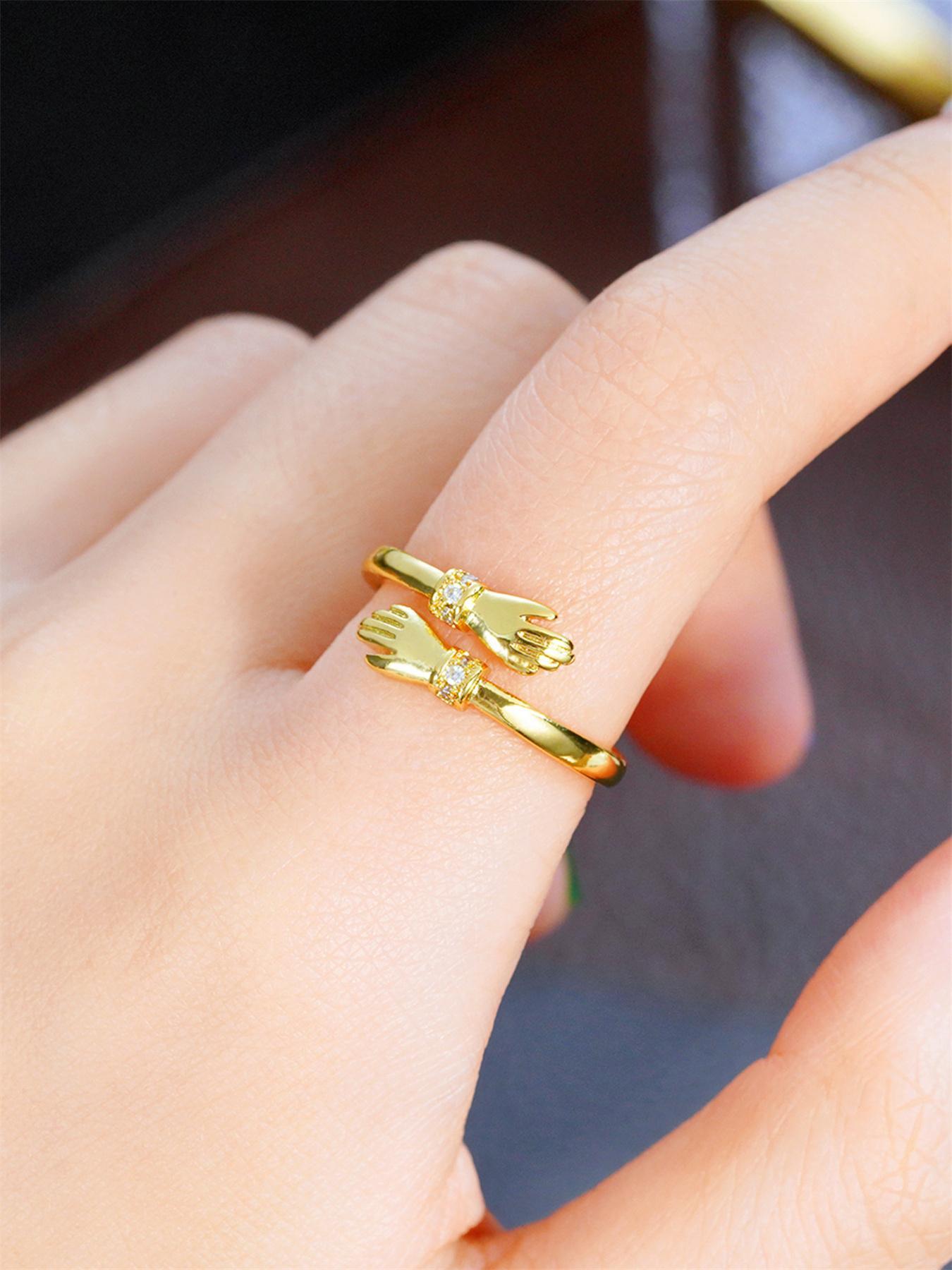 Couple Fashion Letter Design Rhinestone Inlaid Copper Ring, Wedding Engagement Party Jewelry for Women & Girls, Exquisite Jewelry for Gift, Fashion Promise Ring, Unique Rings, Alphabet Design Ring