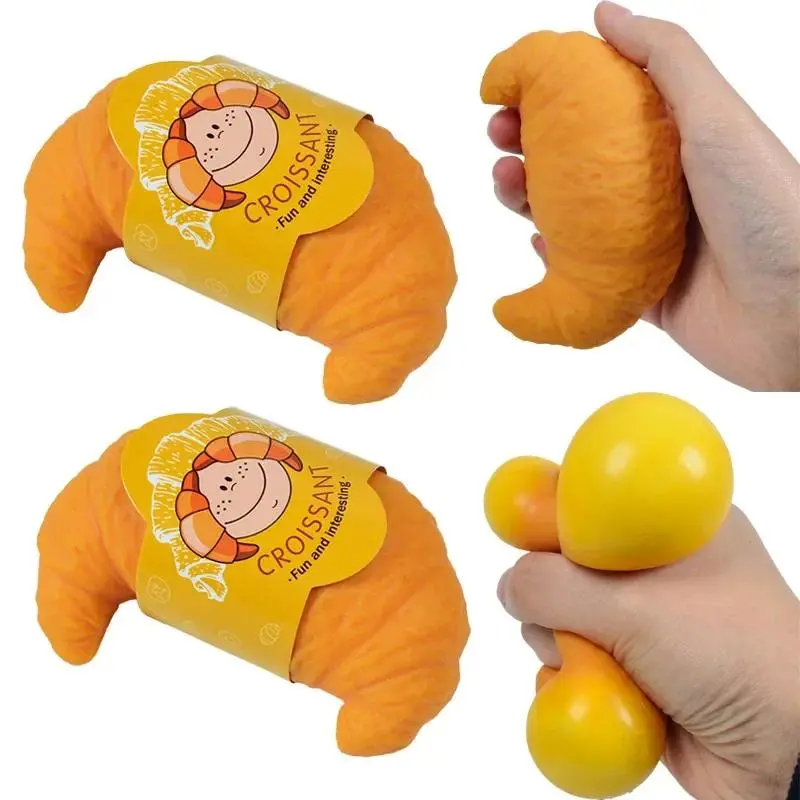 Slow Rising Realistic Croissant Squishy Squeeze Fidget Toy Soft Pinch Stress Ball Stress Relief Anti-Anxiety Decompression Toy