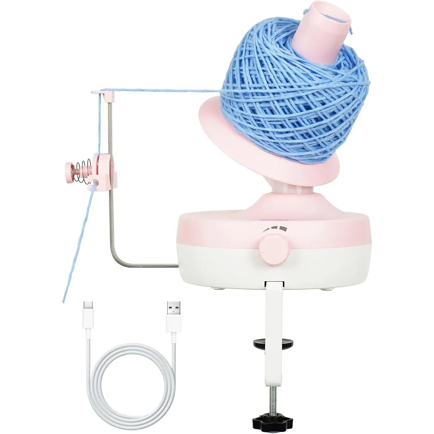 Electric Yarn Winder, Automatic Yarn Ball Winder for Crocheting & Knitting, Stepless Speed, Easy to Use, Efficient Large Capacity Yarn Cake Maker, Ideal Gift for Yarn Lovers (Pink)
