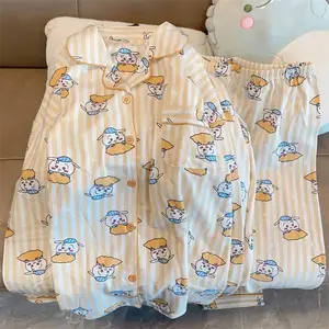 Anime Chiikawa Thin Pajamas Hachiware Loose Long-Sleeved Shirt and Pants Household Clothes Cute Cartoon Pattern Homewear Gift
