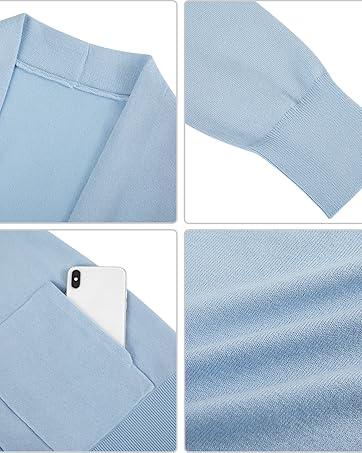 Yousify Womens Cardigan Sweater Long Sleeve Open Front Knit Cardigan Sweater with Pockets