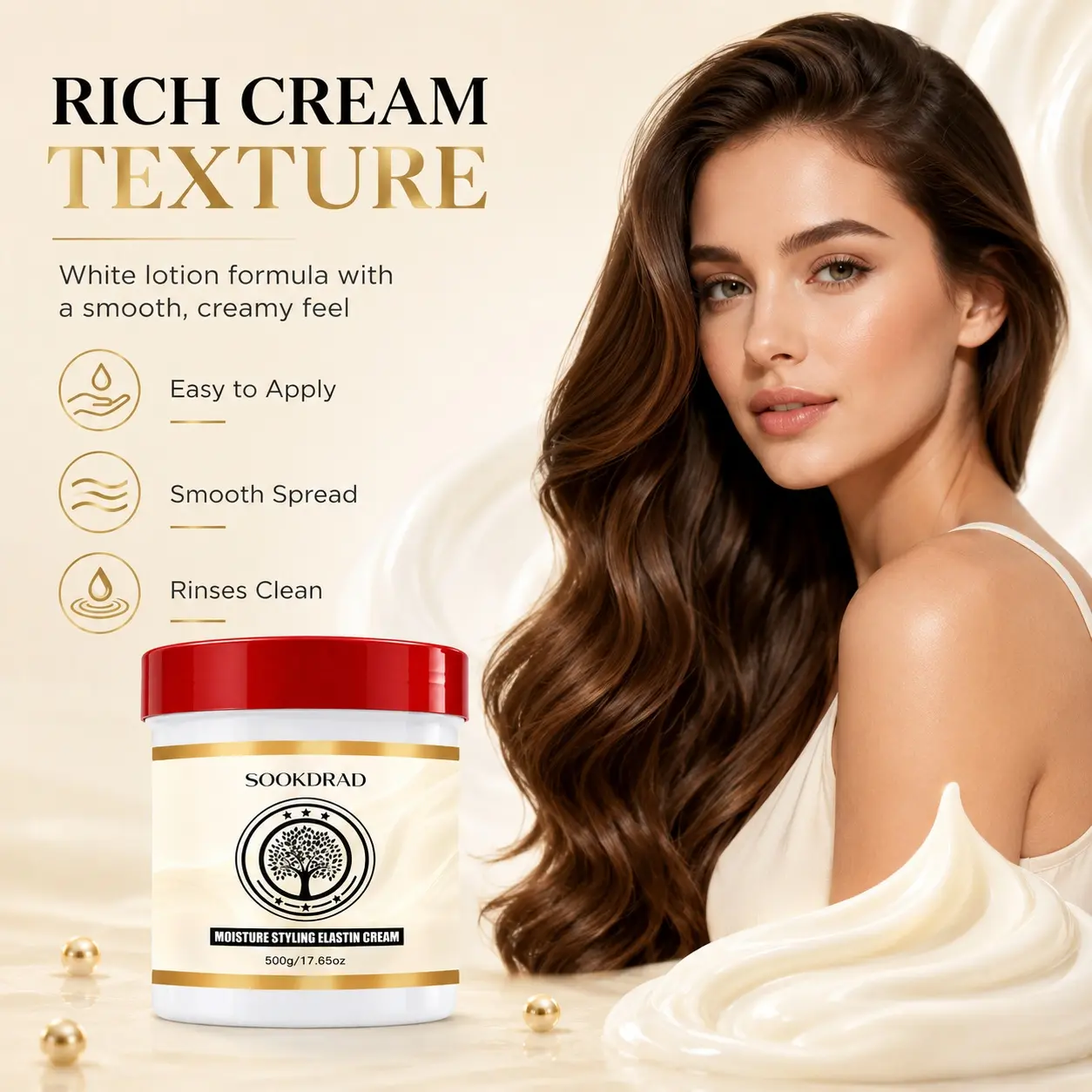 Moisture Styling Elastin Cream, Daily Moisturizing, All Skin Types, 500g