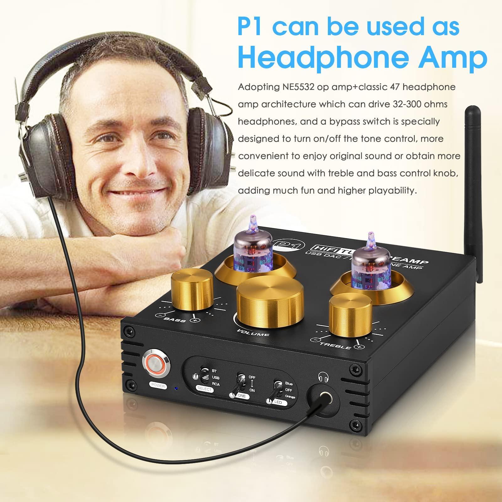 P1 Vacuum Tube Preamplifier  Ge5654 Preamp Hi-fi Headphone Amp Stereo Wireless Receiver With Usb Dac & Aptx-hd For Home Theater Amplifier/active