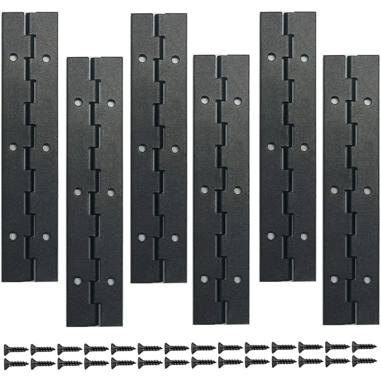 6-Pack 6-Inch Black Heavy Duty Stainless Steel Piano Hinge, Long Hinge， | 1.2 inch Open Width long Hinges,Suitable for doors, DIY wooden boxes, and cabinets. black,With screws