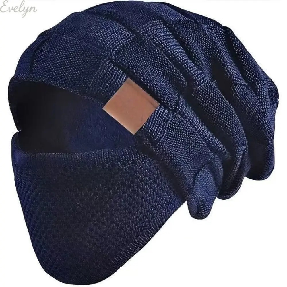 Unisex Slouchy Knit Visor Beanie - Fleece-Lined Brimmed Winter Hat, Soft Stretch Patch Label Cap, Cold Weather Outdoor Ski Casual Streetwear Headwear, Plain Design