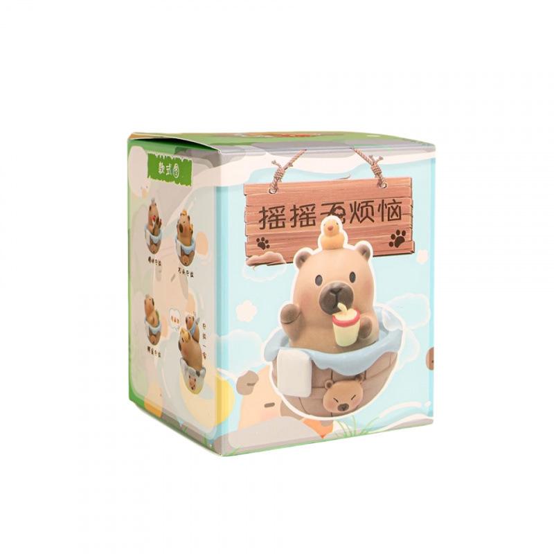 Capybara Shake-Free Series Blind Box Capybara Figurine Stress Relief Healing Desktop Ornament Doll for Women