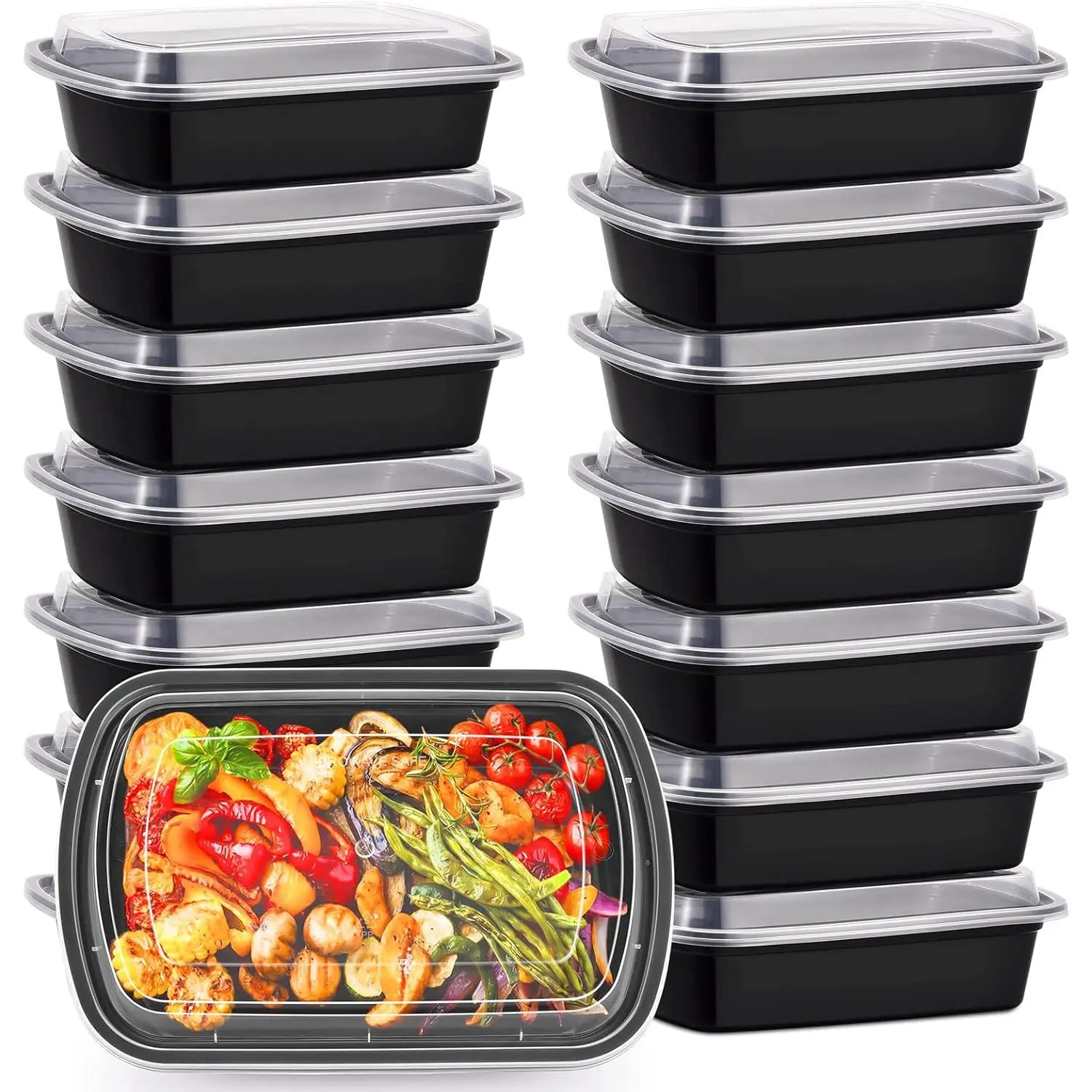 38oz Meal Prep Containers,  &Thick  Storage Containers with ,  Plastic,Disposable Bento Box,Stackable,Microwave/Freezer/Dishwasher Safe,  (30Pack)