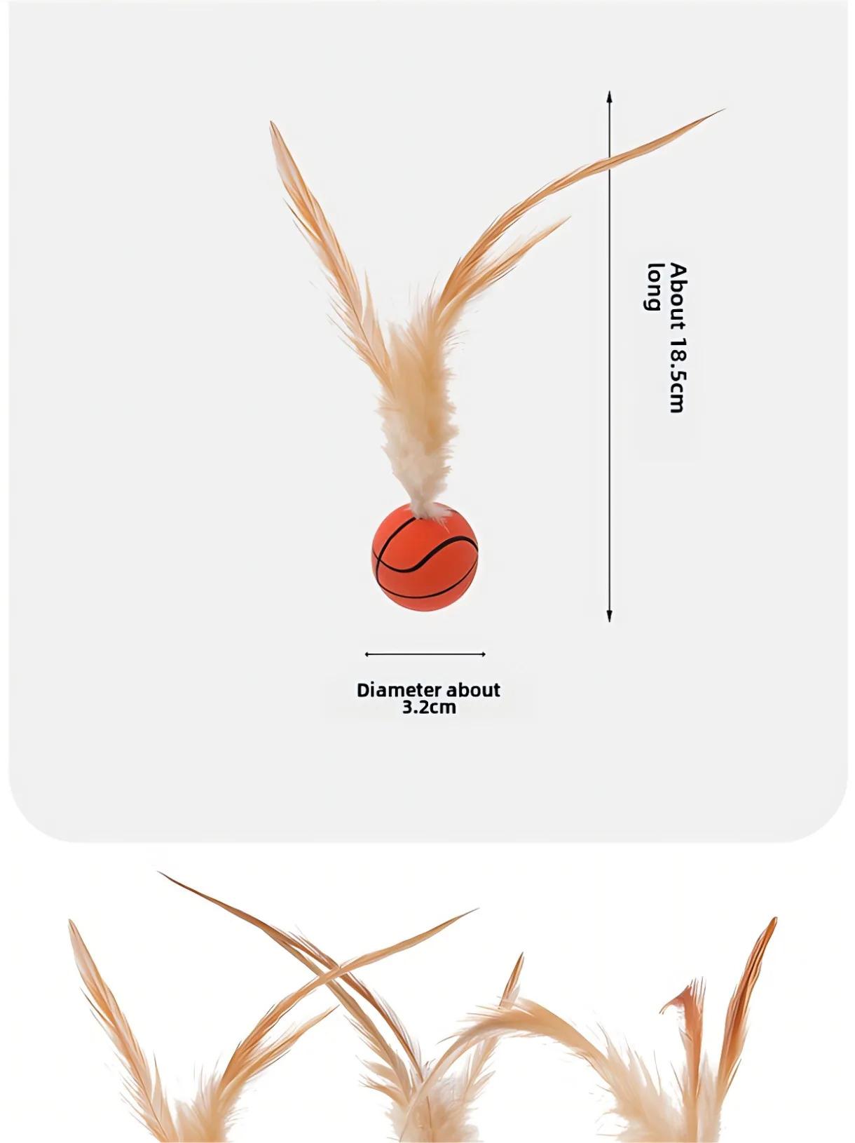 New Rubber Elastic Ball with Feathers Interactive Cat Toy for Chasing Biting Play Fun as Soccer Football Basketball Baseball Ball Pet Supplies