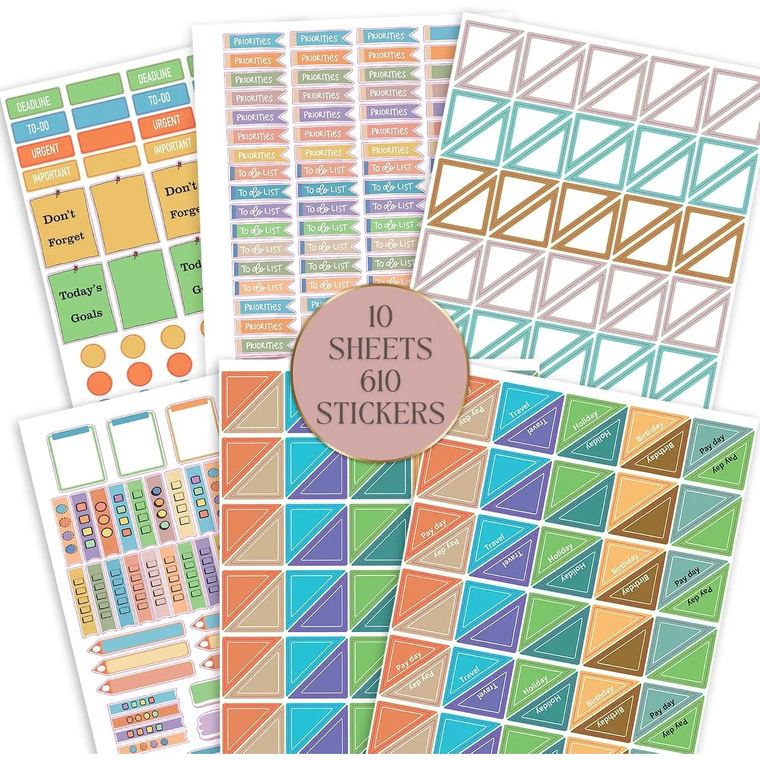 Calendar Planner Stickers - Productivity for Business Professionals - 10 Sheets / 610 Stickers - Meetings, Deadlines, Reminders, Notes, Time Management, Motivational, Check-Lists, Write