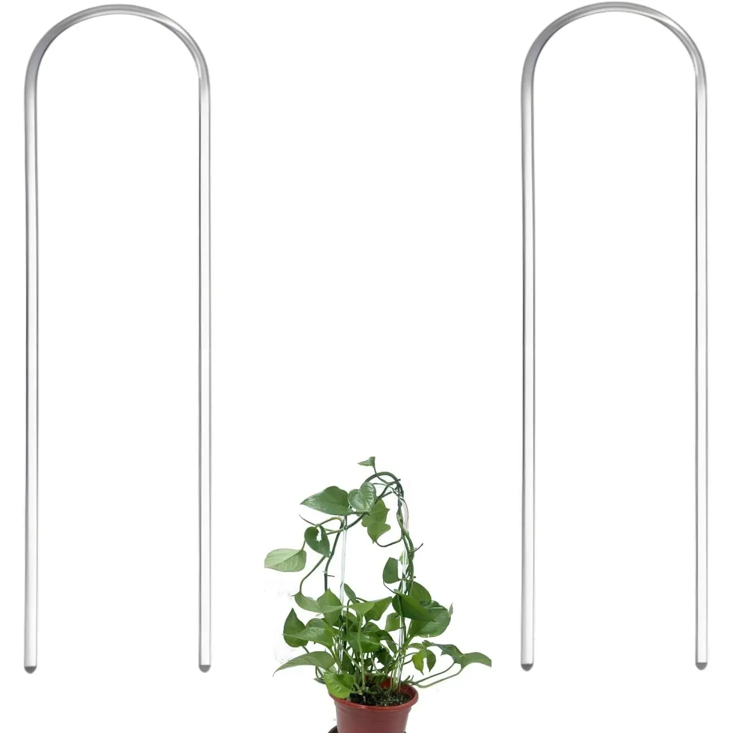 2 Pack U-Shaped Clear Acrylic Plant Supports - 14 inches Indoor/Outdoor Climbing Vine Trellis for Potted Plants, Ideal for Ivy & Tropical Houseplants,Plant Support Hoya Trellis