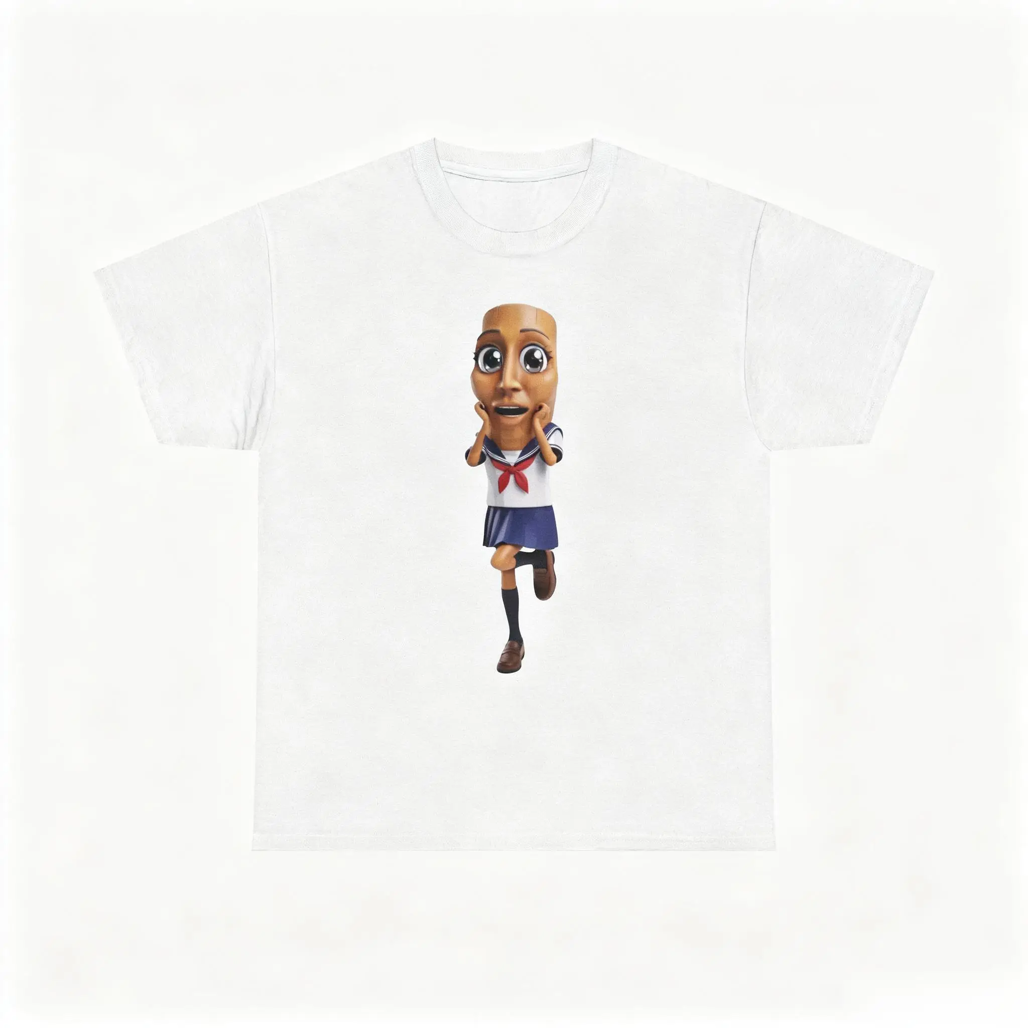 Tung Anime Girl T-Shirt |   Tung Tung Tung Sahur Brainrot Meme Unisex Heavy Tee