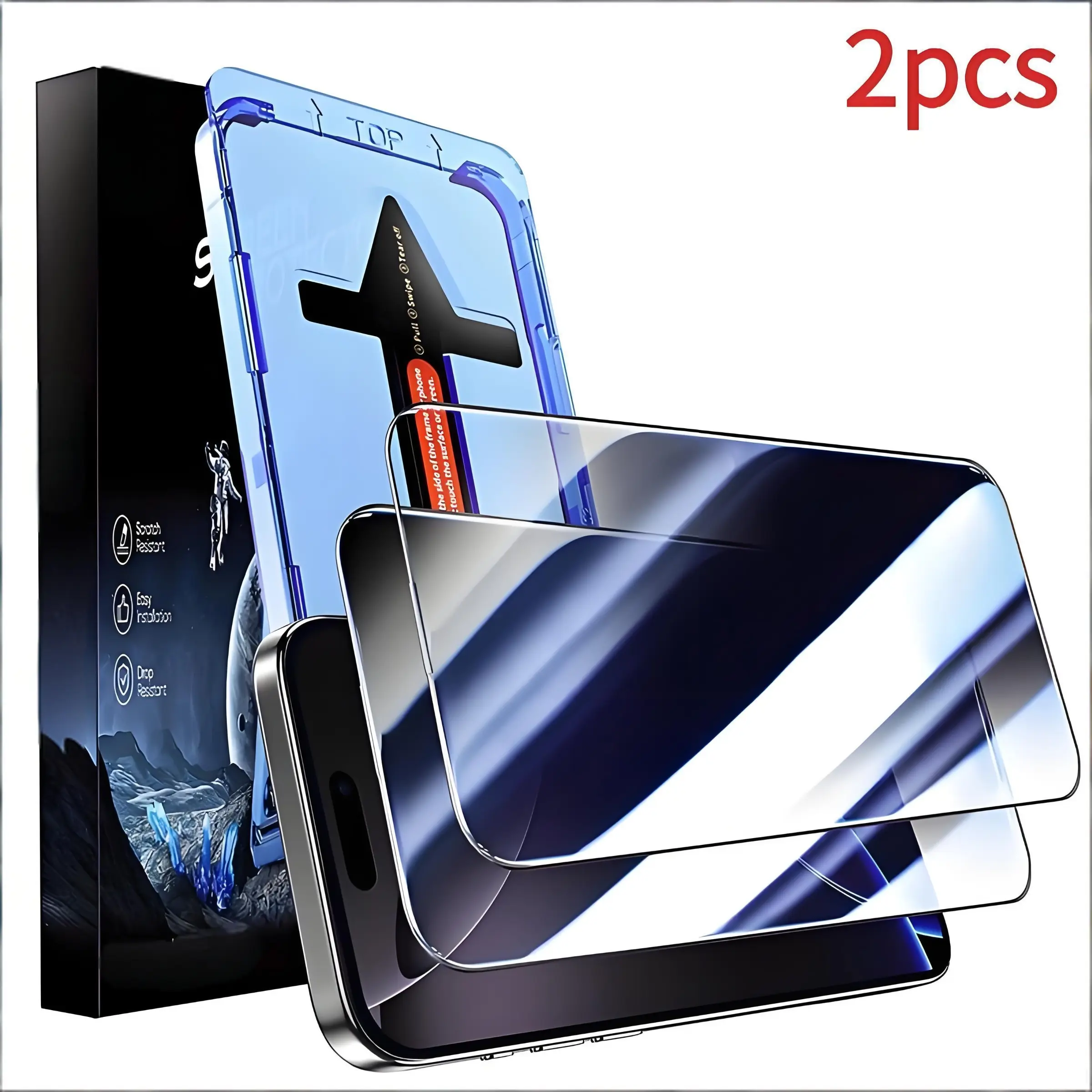2-Pack Invisible Tech Tempered Glass for Apple 17, Anti-Spy Protection for iPhone 16 Pro Max, Dust-Free HD Screen Protector