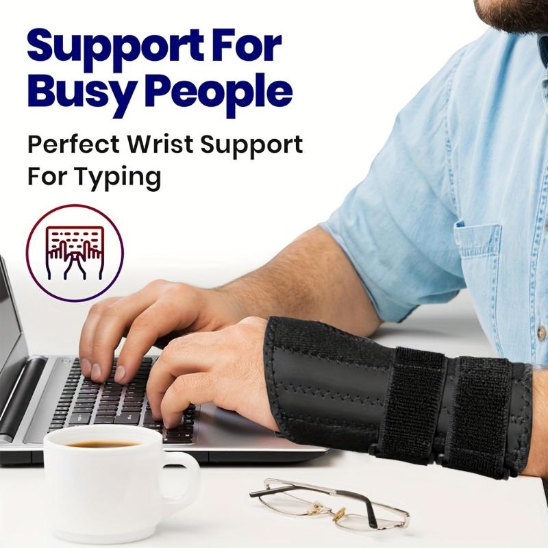 2pcs Comfort Fit Adjustable Wrist Braces With Metal Splint Support - Polyester Carpal Tunnel Stabilizer For Men & Women - Sports Protection Straps