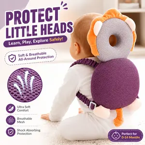 1pc Purple Breathable Little Lion Anti-Collision Teaching Back Cushion, Outdoor and Home Teaching Protective Gear, Breathable Anti-Fall Mat for Early Education Materials Used in Walking Practice
