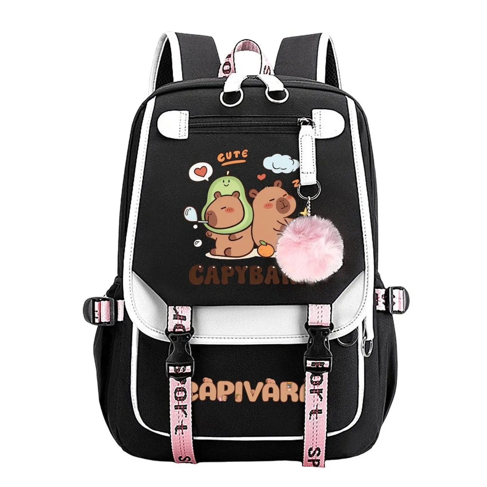 Capybara Print Backpack for Boys & Girls, Teen Student School Bag, Large Capacity Backpack,  Water-Resistant Durable Design, Multi-Pocket Organizer, Perfect Birthday & Holiday Gift 11.4” × 18.1”