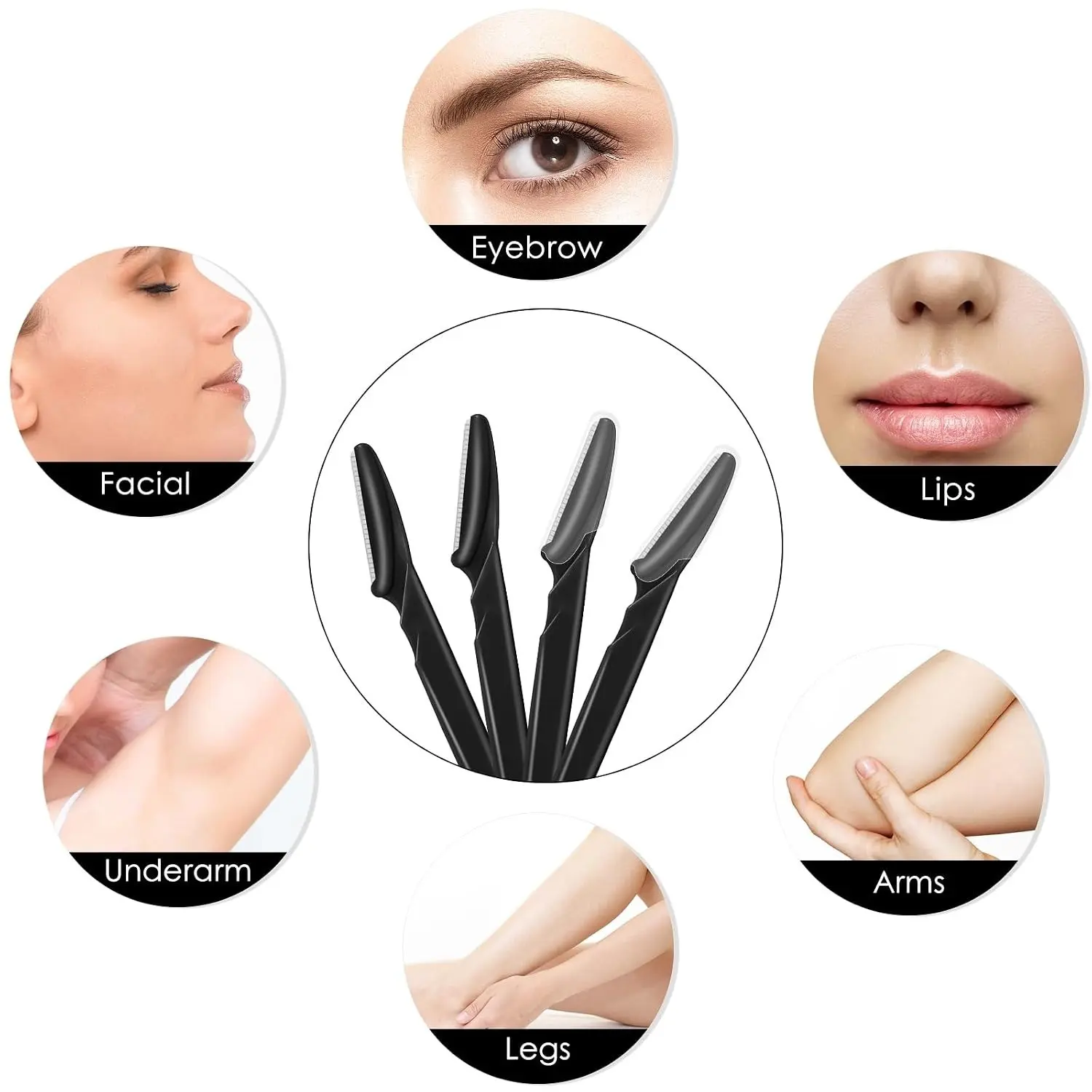 6-Piece Disposable Eyebrow Razors with Protective Covers, Portable Women's Brow Trimmer, Facial Hair Removal Beauty Tools