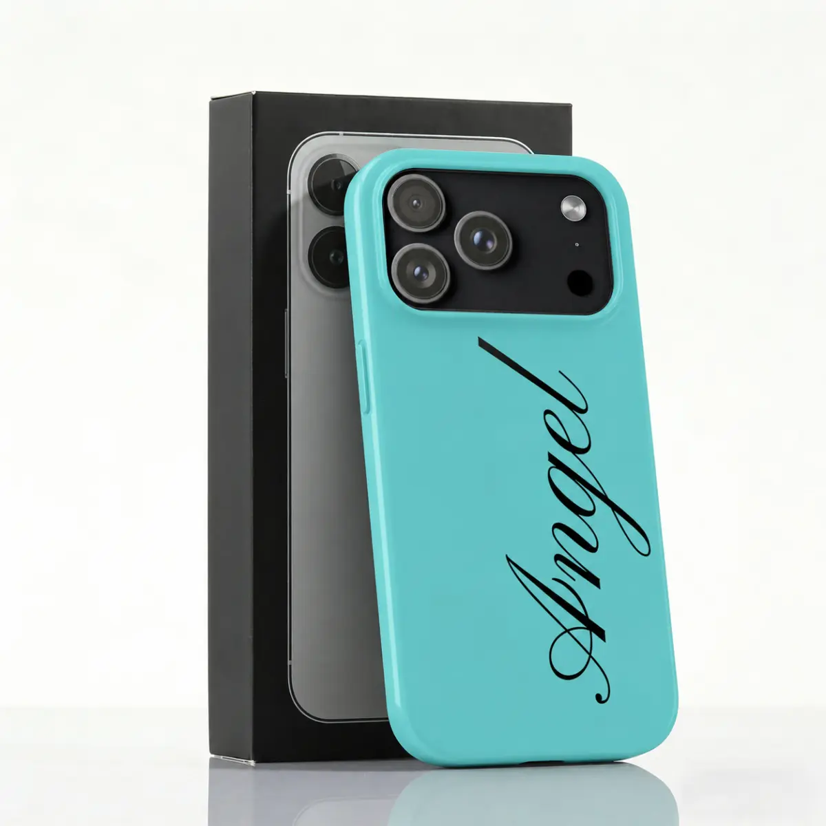 Angel Cursive Text Soft TPU Phone Case - Turquoise Esoteric Whimsy, Shock Proof Dual Layer, Festive Snowman Character, Compatible with iPhone 17 16 15 14 13 12 11 Pro Max/Plus & Samsung Galaxy S23-25, Silicone Mobile Phone Accessories