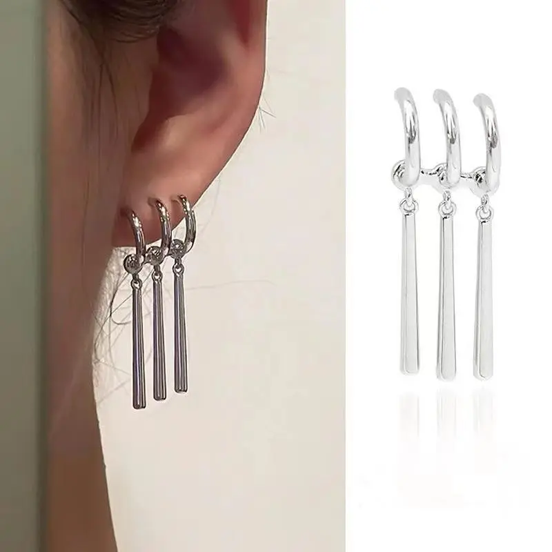 Anime Earrings Sauron Zoro Cosplay Earrings Piercing Jewelry Fashion Fake Triple Earring Dangle Long Earing for Women Men 1Pair
