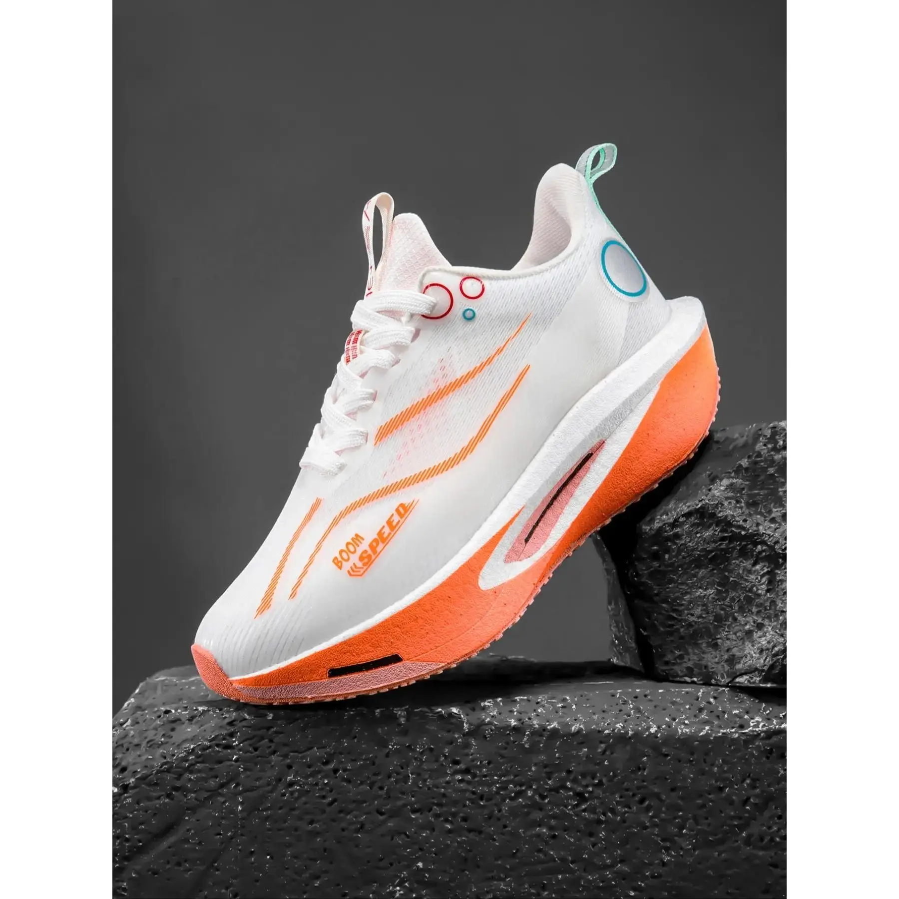 Unisex Colorblock Sporty Athletic Running Shoes, Carbon Board Shock Absorption, Anti-Slip Durable, Lightweight Comfortable, Ombre Pattern, All Seasons, Running Sneakers