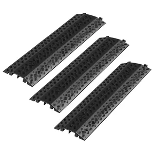VEVOR Drop Over Cable Cover, 17, 500 lbs/Axle Load Capacity, 2 Channel Heavy Duty Floor Cord Cover, Cable Hose Protector Ramp, for Indoor, High Walking Traffic Areas, Home, Office, Warehouse, 3 Pack