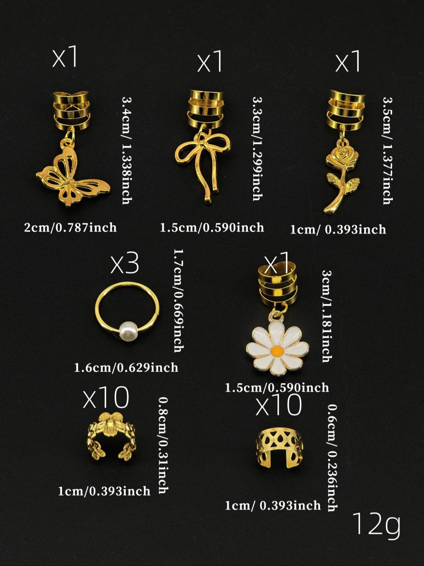 Mother's Day Gift Flower & Butterfly & Geometric Design Hair Jewelry, Cute Hair Accessories for Braids, Fashion Hair Accessories for Women & Girls