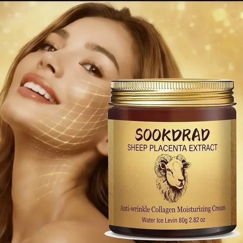 Natural Sheep Placenta Collagen Moisturizing Cream, Gentle Hydrating, Contains Sheep Placenta Extract, 80g, Suitable for Sensitive Skin
