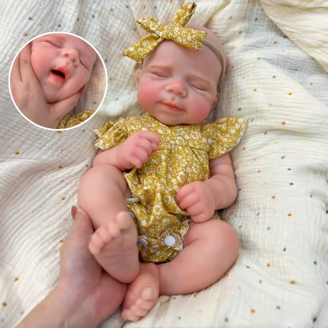 Otarddolls 13in (32-33cm) Solid Silicone Reborn Baby Doll Pascale - 0.9-1kg Open-Mouth Newborn Girl Collectible Toy, Lifelike Skin, Poseable Limbs, Soft Hand-Painted Details, Water-Safe, Aids Children Development, Ideal Birthday Gift