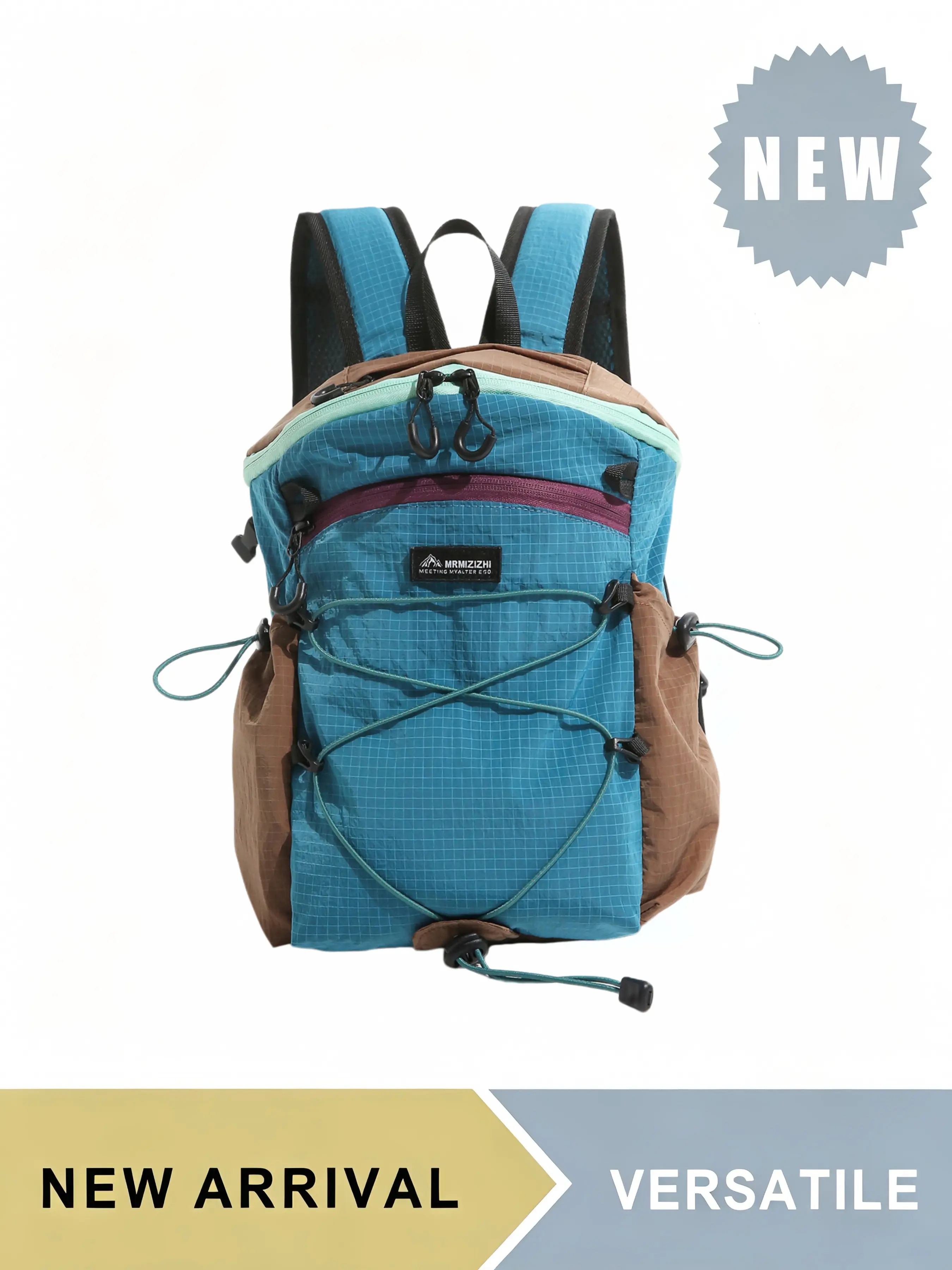 Two-Tone Lightweight Hiking Backpack, Hiking Trekking Rucksack, with Bungee Lacing System for Men Women, Travel Daypack with Side Storage Pockets, Breathable Padded Shoulder Straps, Durable for Hiking Trekking Camping Daily Commute Use, Colors Available