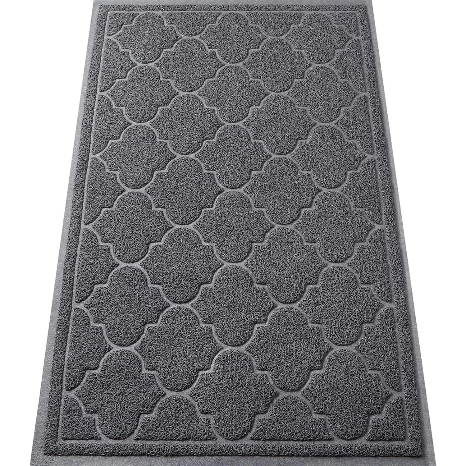 Door Mat Large 17" x 30" Indoor Outdoor Doormat, Non-Slip Low-Profile Design Floor Mat, Durable  Dirt and Dust Front Door Welcome Mat for Entryway,Patio,Garage,High Traffic Areas, Grey