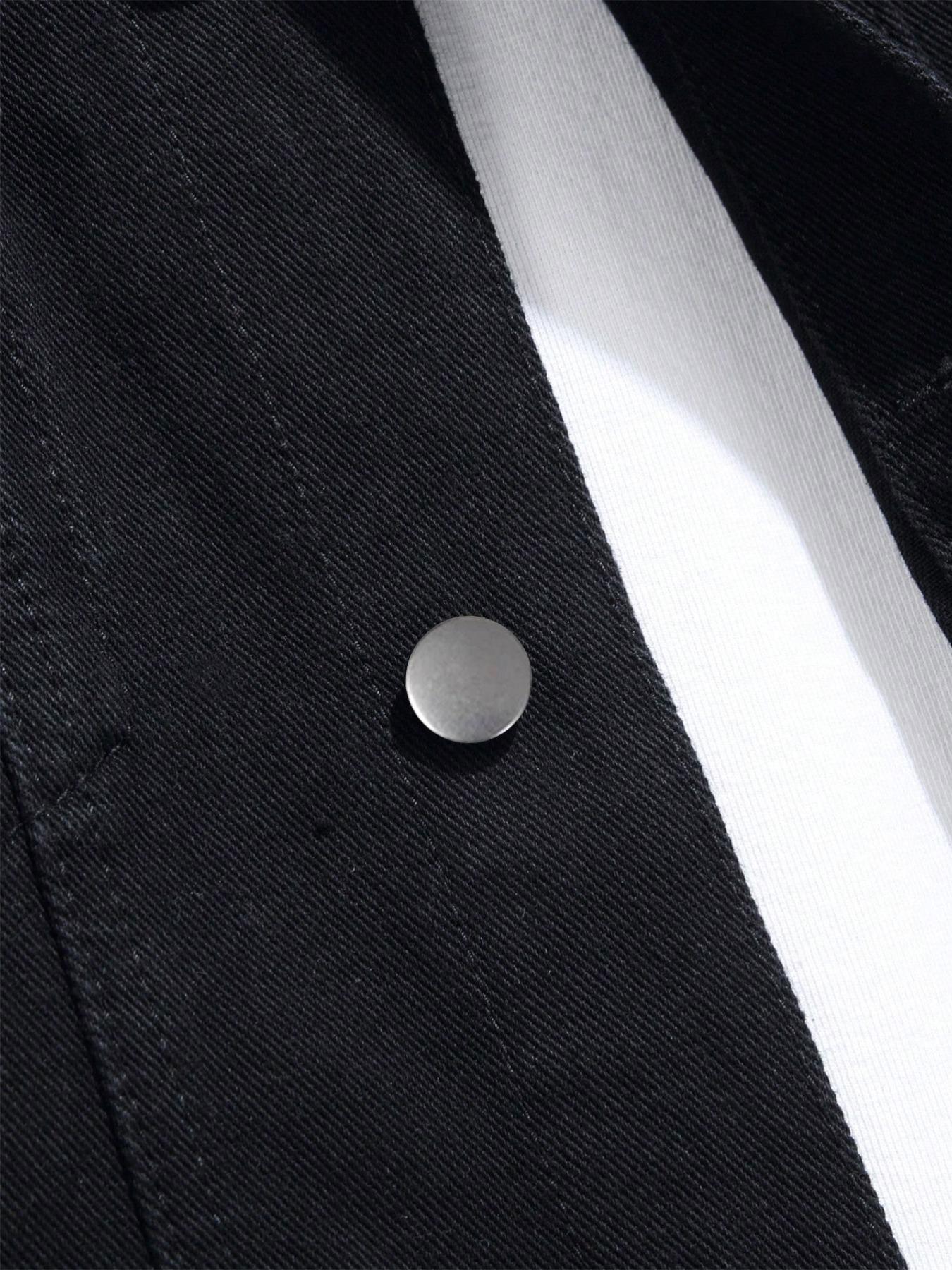 Men's Solid Color Denim Jacket, Loose Casual Fashion Comfy Long Sleeve Button Front Outerwear for Daily Wear, Men's Clothing for All Seasons, Menswear Coats