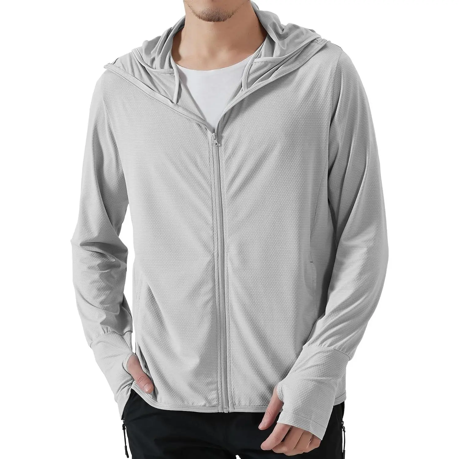Men's UPF 50+ Sun Protection Lightweight Full-Zip Hoodie Jacket Long Sleeve Performance Shirt for Fishing Hiking OutdoorGift