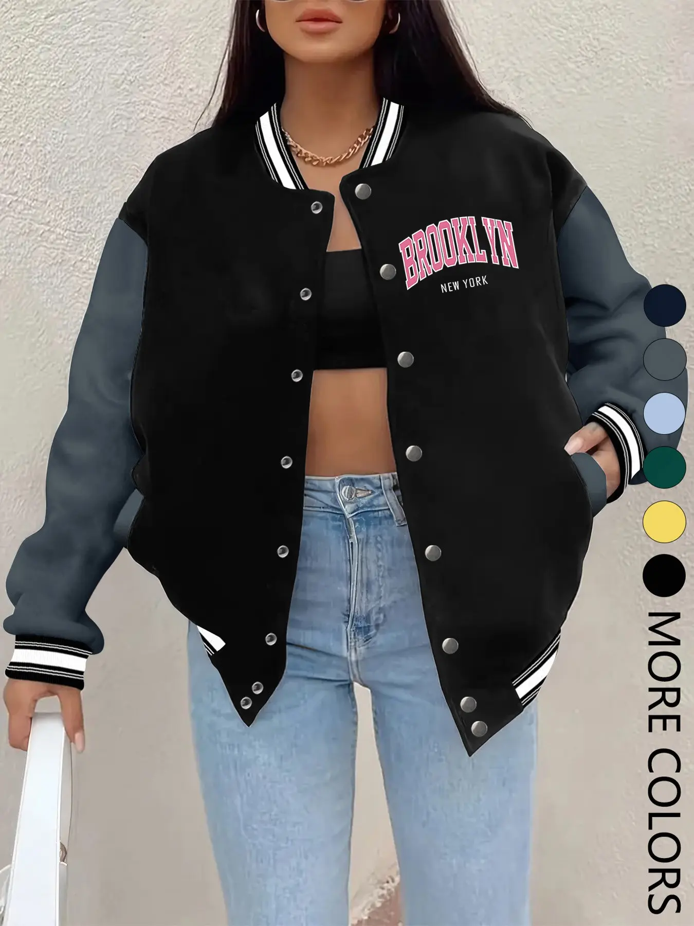 New Women's Baseball Jacket, Creative Letter Print, Casual Sport Coat, Comfortable Versatile Jacket, Hip-Hop Style, Multiple Colors