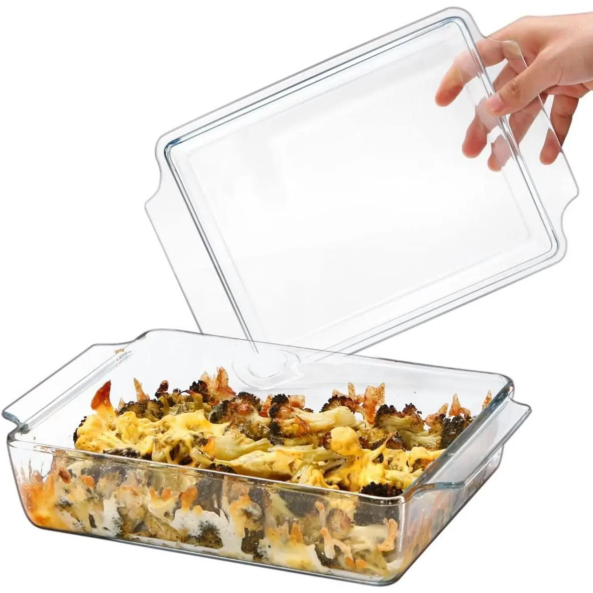 8 x 9.5 Inches Rectangular Glass Casserole Dish With Glass Lid 2 Quart Glass Bakeware Glass Microwave Casserole Dish Glass Baking Dish with Lid