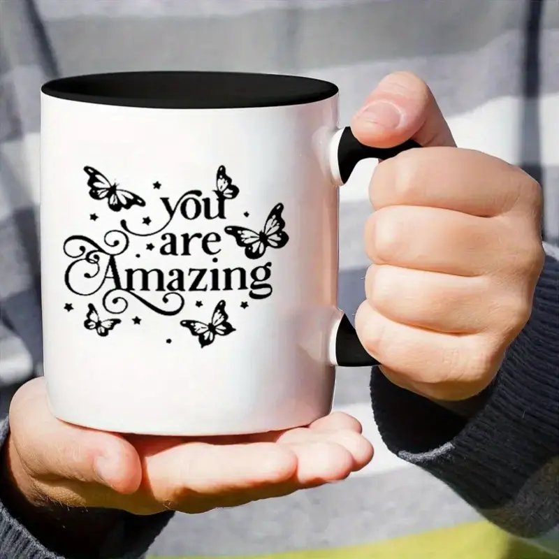 Large Ceramic Coffee Mug with Handle - Perfect White Elephant Gift for Men, Women, Friends & Coworkers - Funny Butterfly Quote Design - Ideal for Birthdays & Christmas