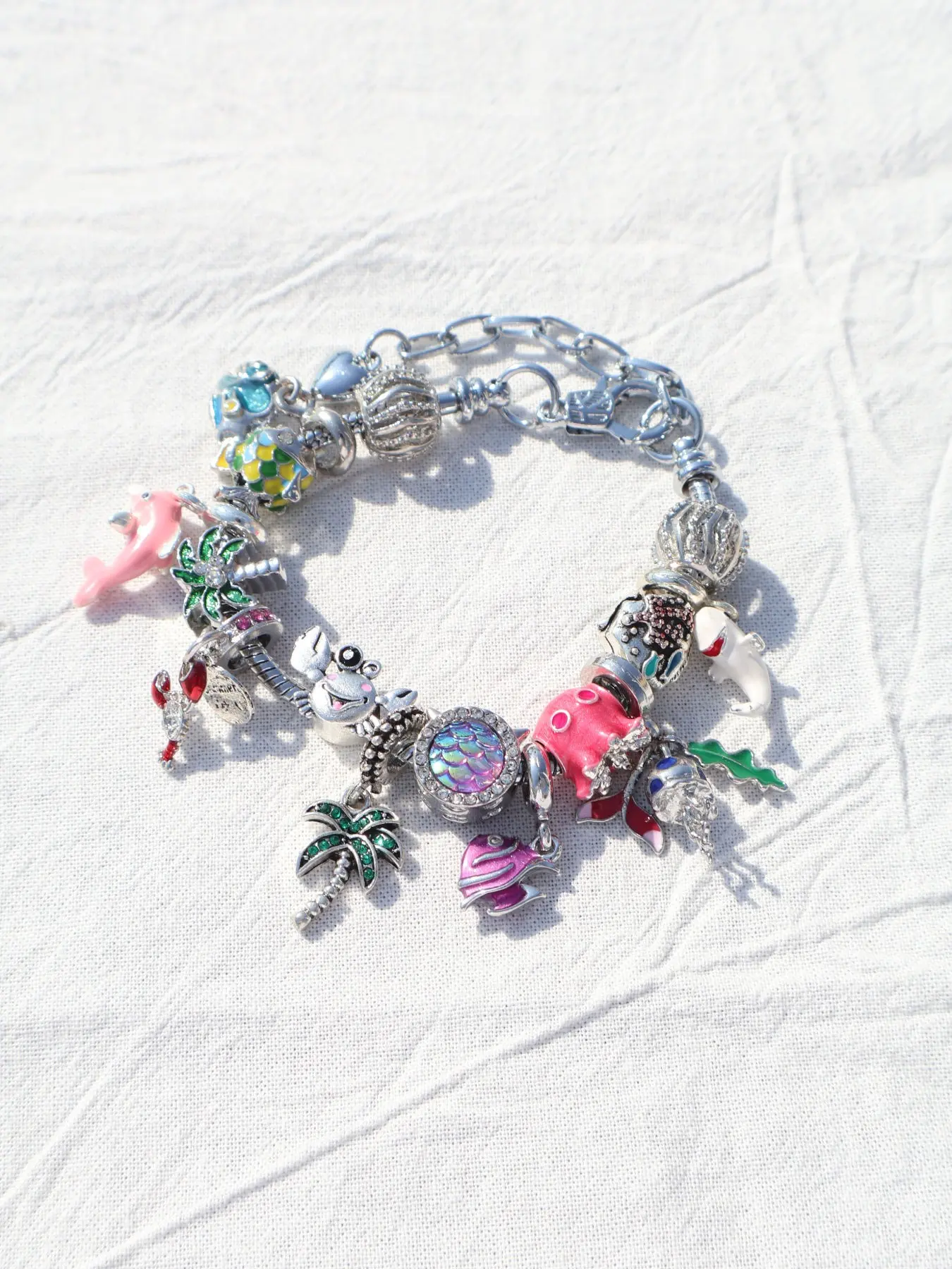 Beach Vacation Bracelet, Ocean Crab Jellyfish Bracelet, Cartoon Fashion Style Bracelet DIY, Fun Accessory for Summer